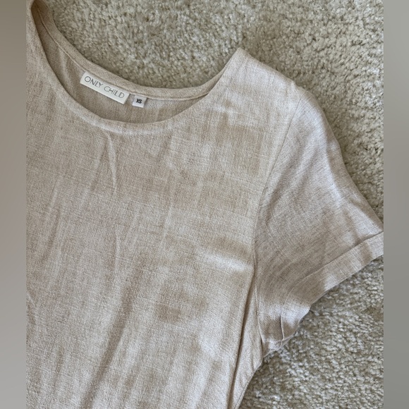Only Child Casual Tan Cream Short Sleeve Dress - Picture 4 of 6